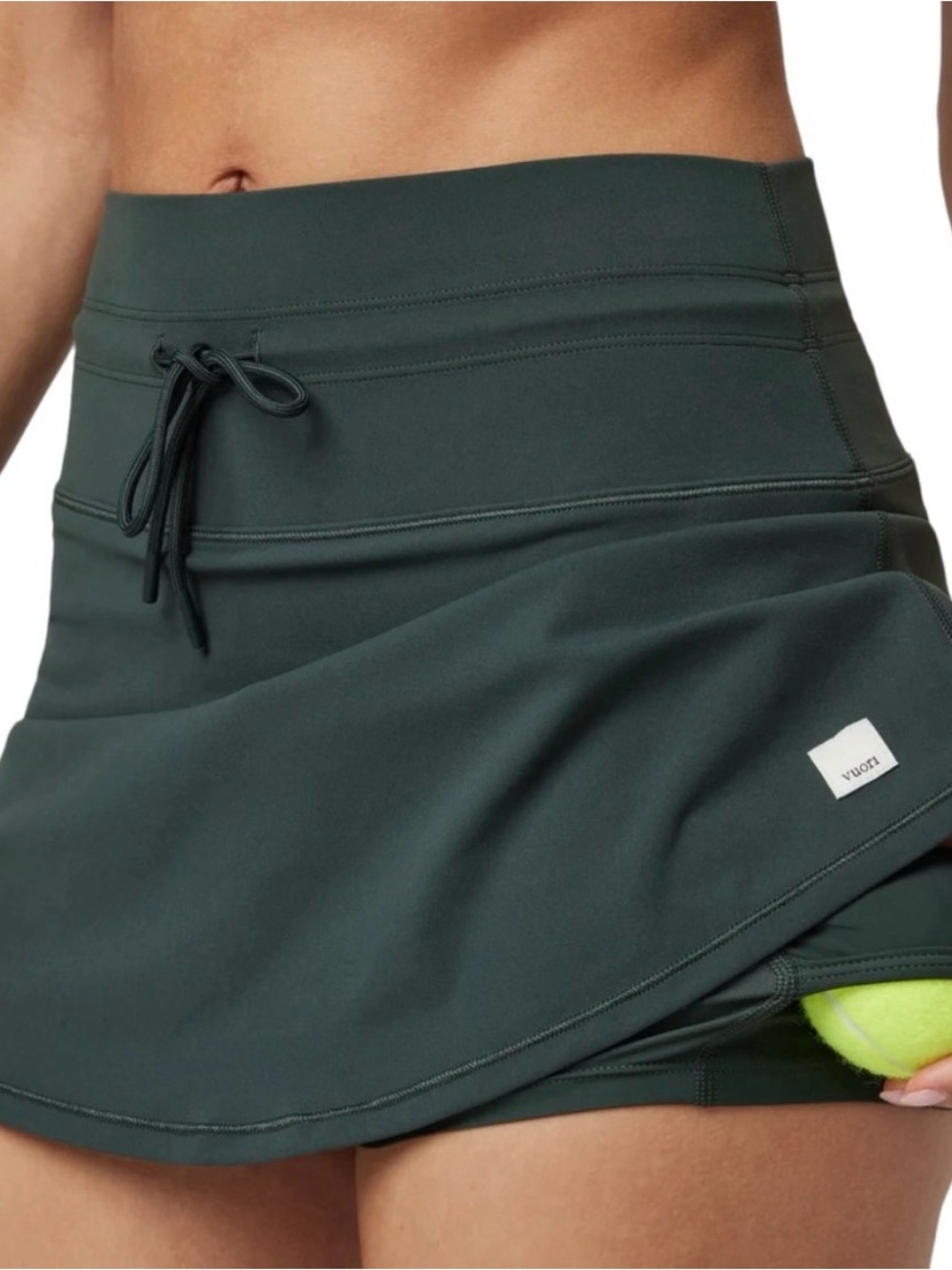 EUC Vuori Daily Skirt 14" Dark Green Athletic Skort with Drawstring Waist Sz S
